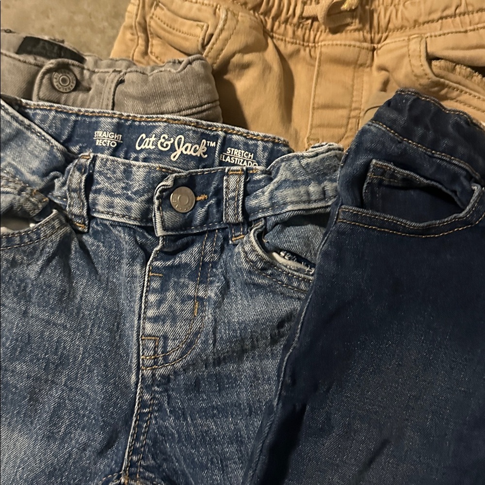 Cat & Jack Boys' Mixed Jeans and Pants Bundle - Blue, Khaki, Black, Gray